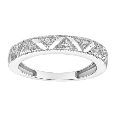 Prism 14K Gold Round Diamond Studded Stackable Ring - 0.05cts
