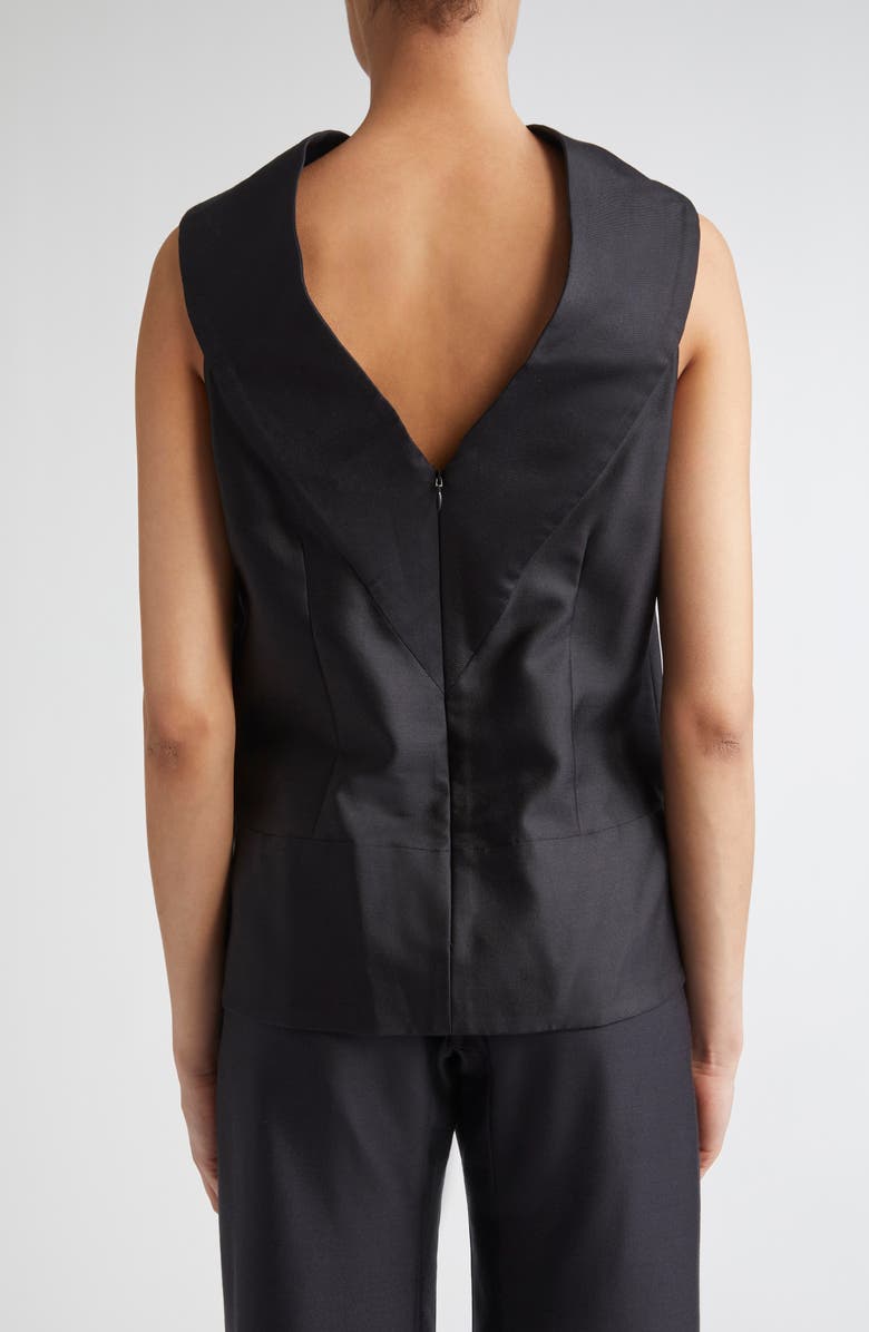 Brandon Maxwell The Bowie Wool & Silk Draped Top, Alternate, color, Black