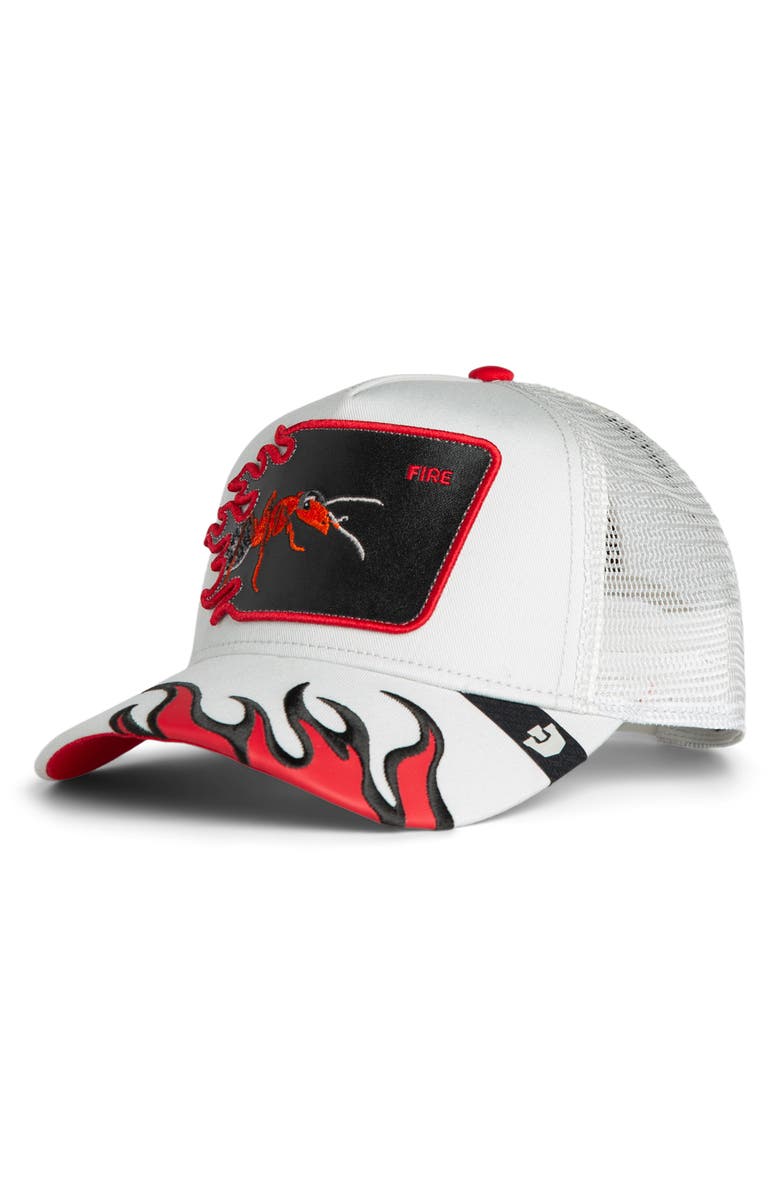 Goorin Bros. Fire Flames Embroidered Patch Trucker Hat, Main, color, Digital