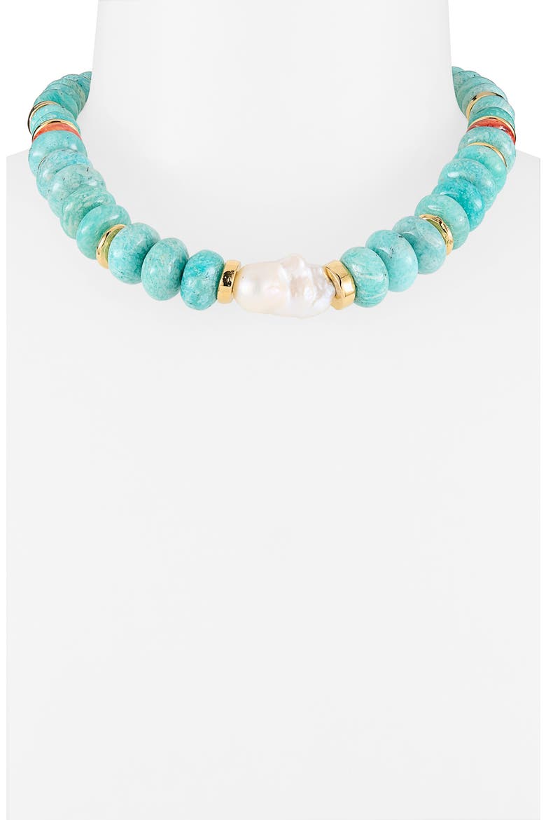 Provence Baroque Pearl & Amazonite Collar Necklace, Alternate, color, BLUE