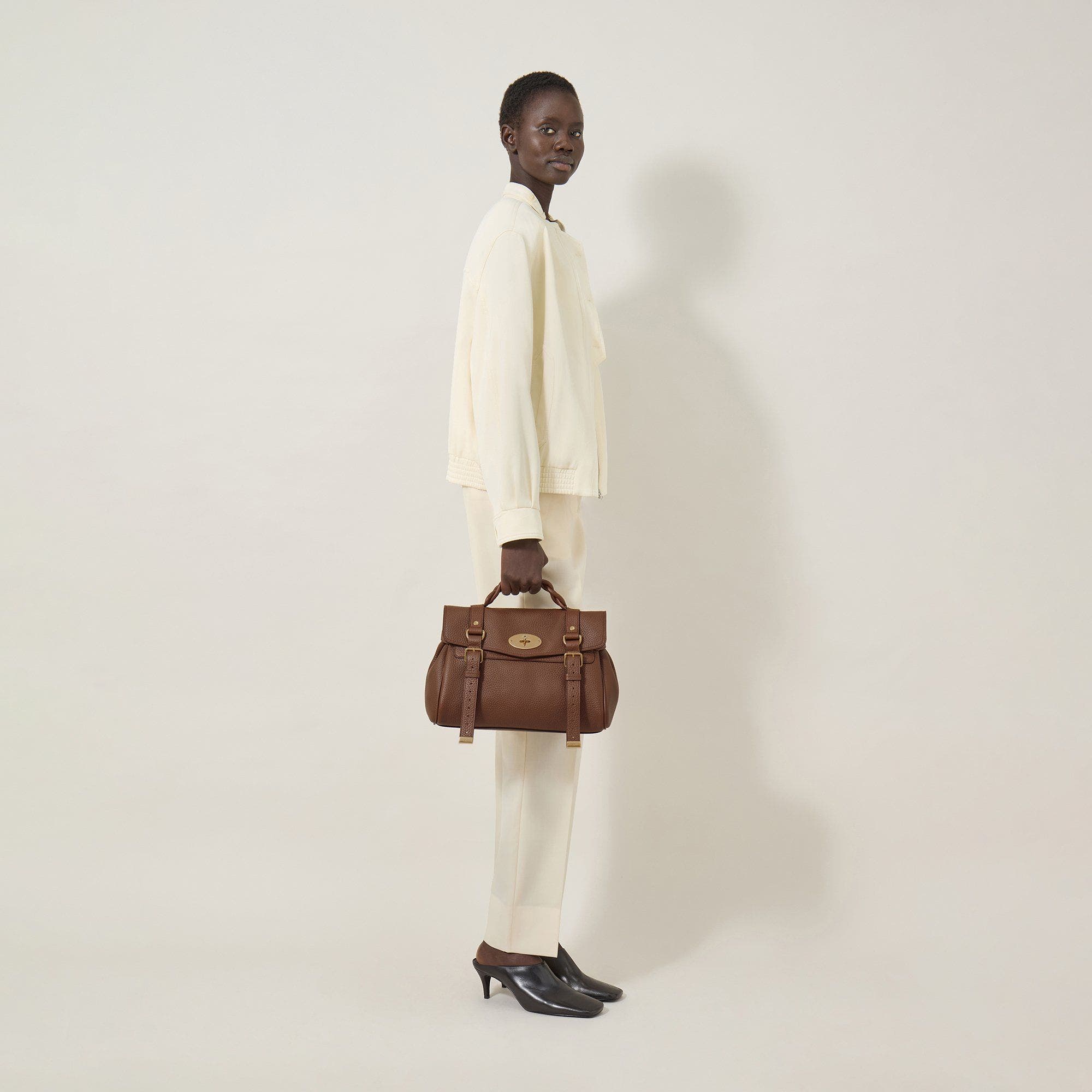 Mulberry Alexa Leather Satchel, Alternate, color, Bright Oak