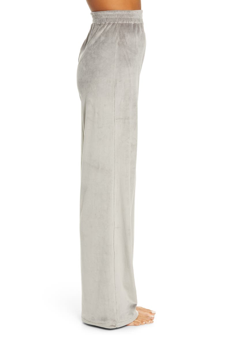 Velour Wide Leg Pants, Alternate, color, SMOKE
