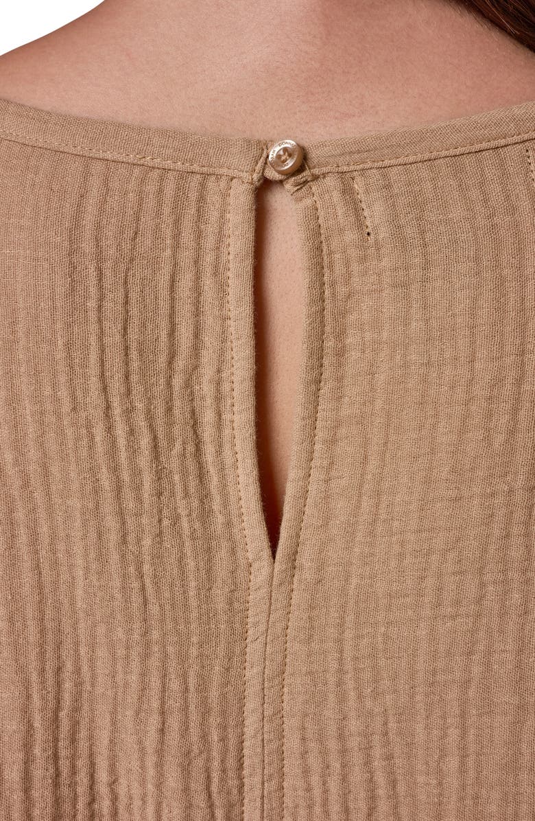 Donna Karan New York Twist Cuff Cotton Gauze Top, Alternate, color,