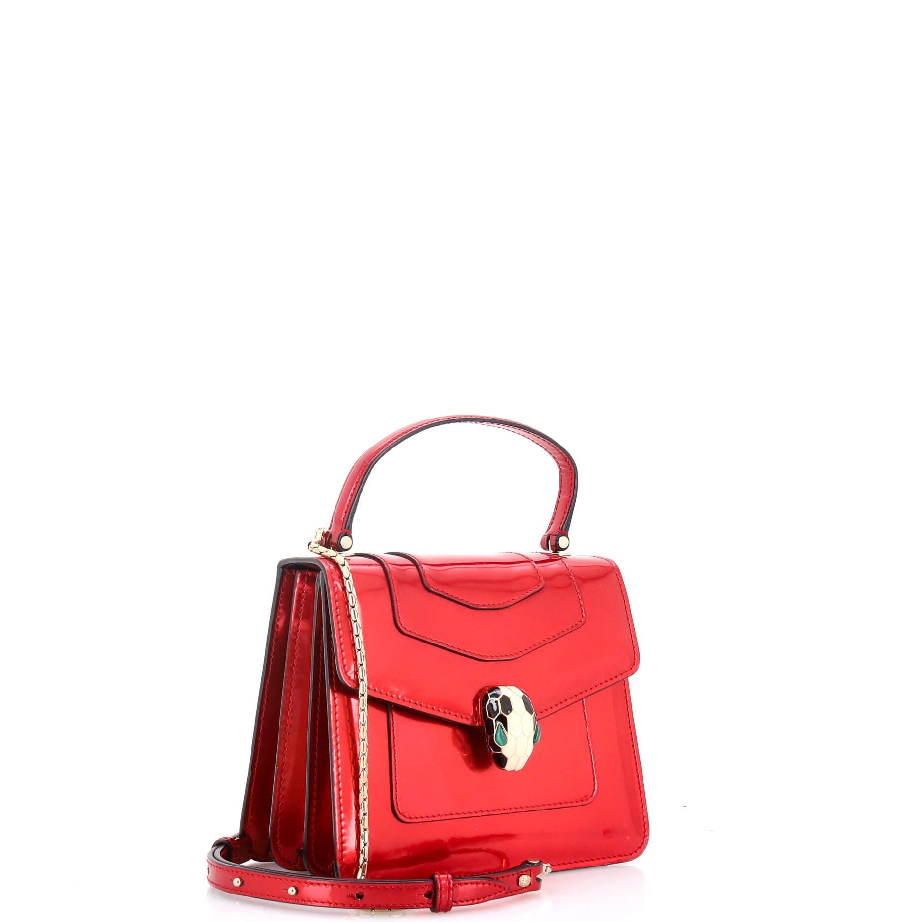 Serpenti Top Handle Bag Patent Small, Alternate, color, Red