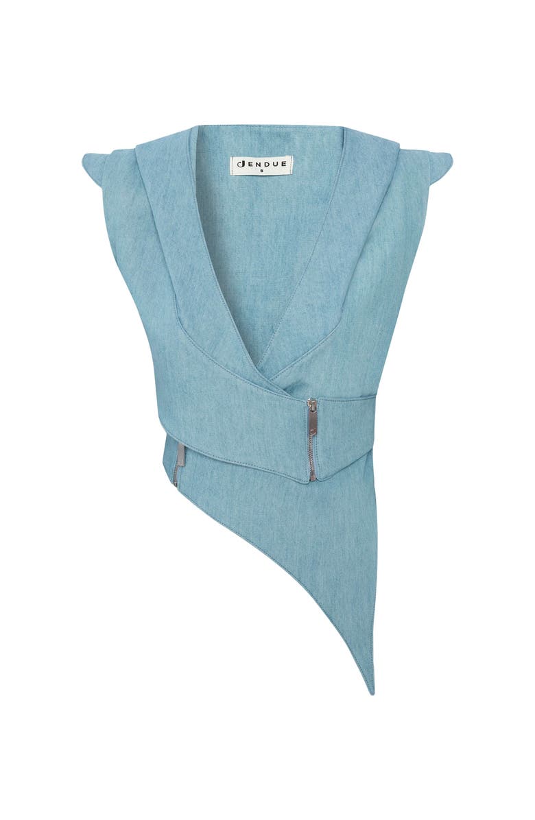 Jendue Belinda Denim Vest & Jacket - Asymmetrical Style, Alternate, color, Iced Blue