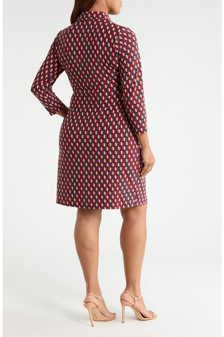 Geo Print Knit Wrap Dress, Alternate, color, RUST MULTI