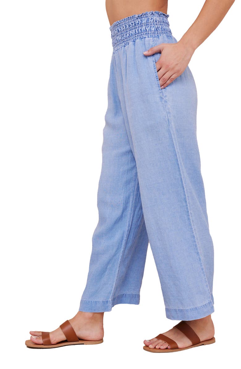 Bella Dahl Smocked Waist Linen Wide Leg Pants, Alternate, color,