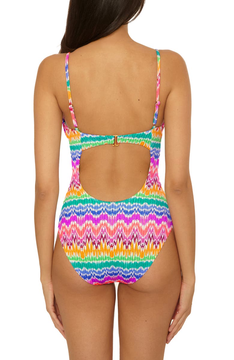 Becca Rio Metallic One-Piece Swimsuit, Alternate, color, Pink Multi