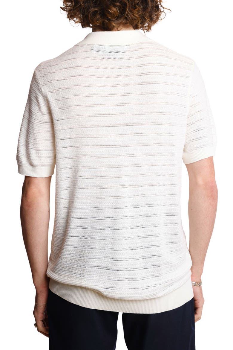 Open Knit Johnny Collar Polo, Alternate, color, CREAM & WHITE