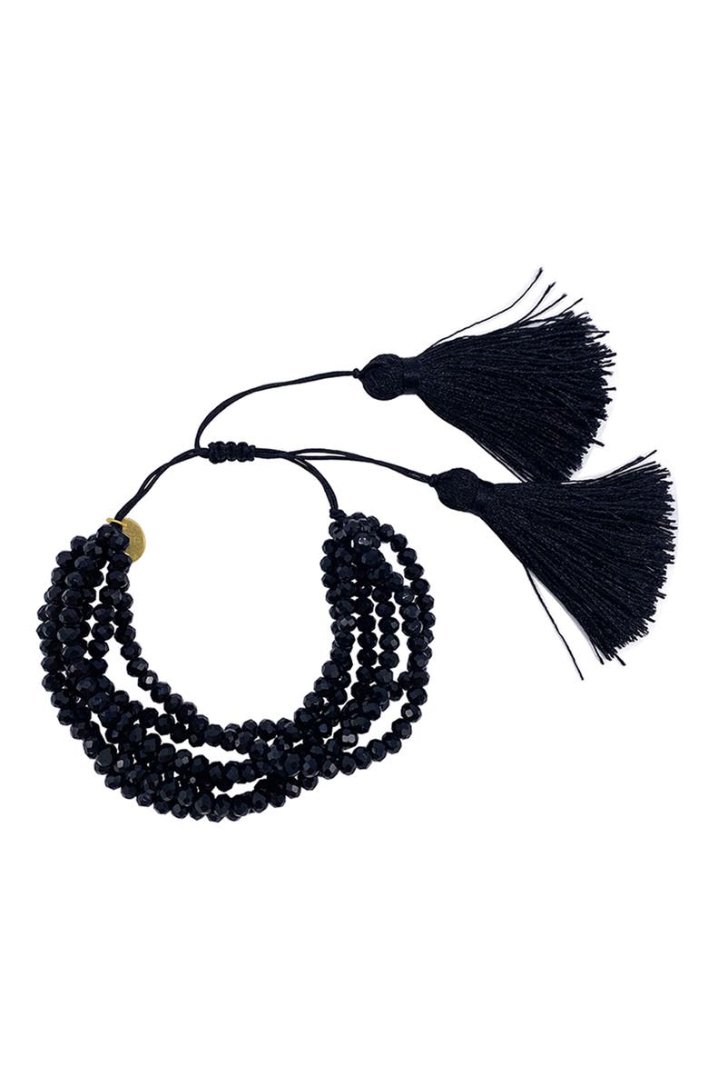 Adornia Multi Strand Black Bead Adjustable Bracelet, Alternate, color, 