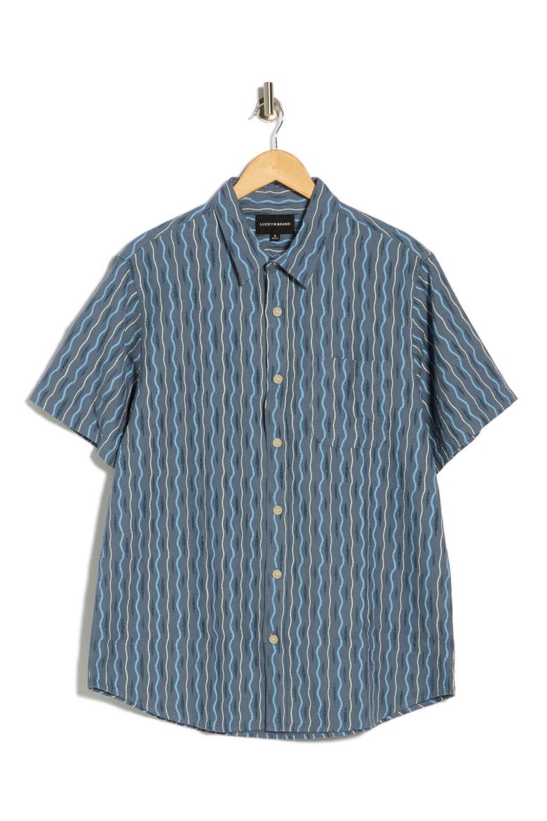 San Gabriel Cotton Button-Up Shirt, Alternate, color, BLUE PRINT