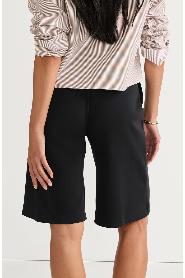 Plus Size Sport Knit High Rise Pleated 12" Bermuda Shorts, Alternate, color, Black