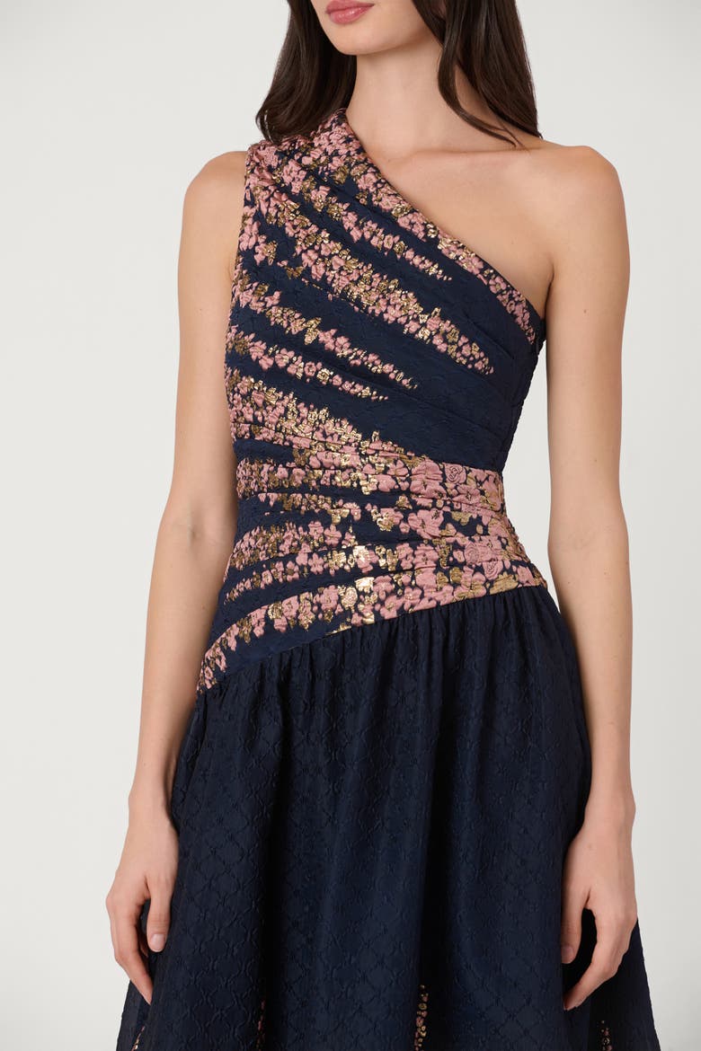 Lotus Border Jacquard Midnight Henderson Dress, Alternate, color, Navy Multi