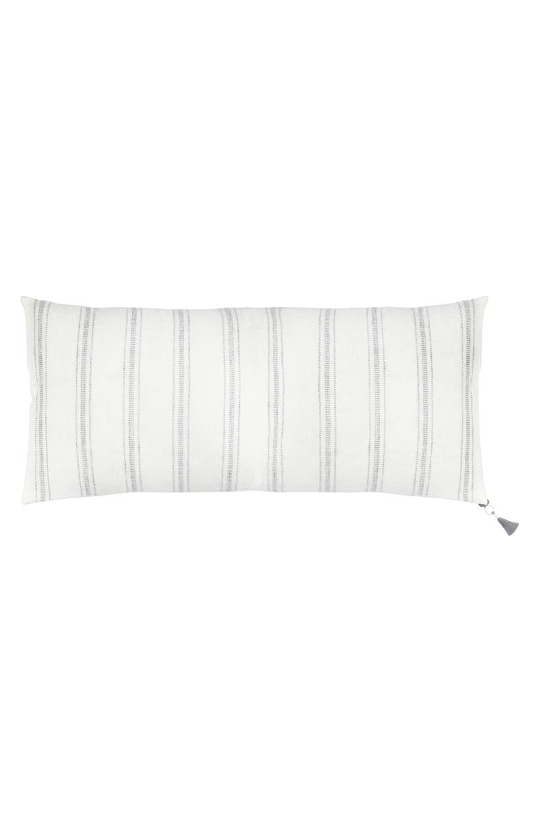 Anaya Petite Beige Stripe Linen Pillow Cover Only, Main, color, White With Grey Stripes