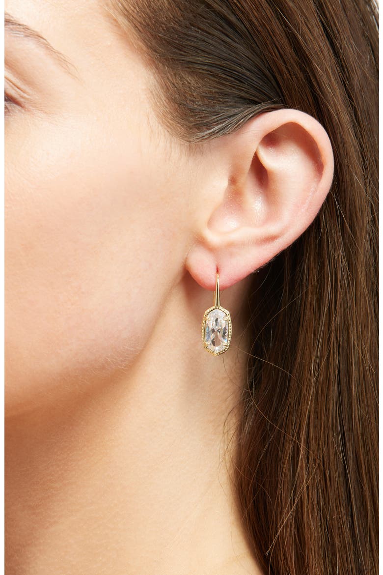 Lee Luxe Drop Earrings, Alternate, color, GOLD WHITE CUBIC ZIRCONIA