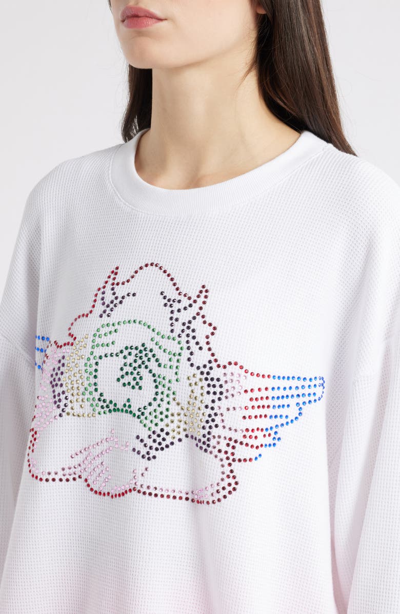 BOYS LIE Sundays Wednesdays Kara Rhinestone Waffle Knit Top, Alternate, color, White