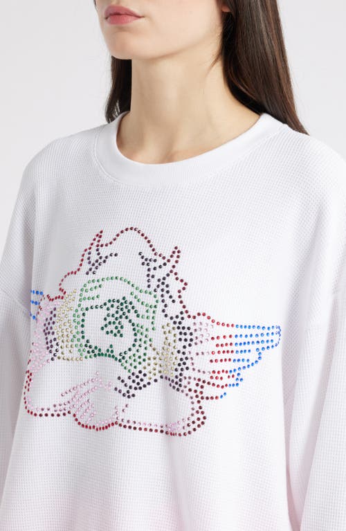 Boys Lie Sundays Wednesdays Kara Rhinestone Waffle Knit Top In White