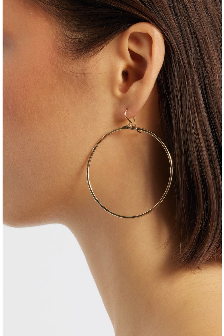 Signature Large Hammered Hoop Earrings, Alternate, color, GOLD FILL