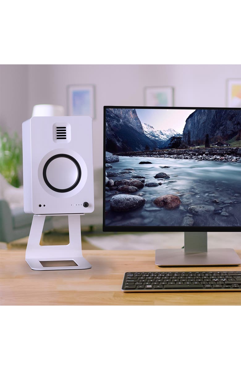 Kanto TUK Premium Powered Speakers with SE6 Elevated Desktop Speaker Stands, Alternate, color, White