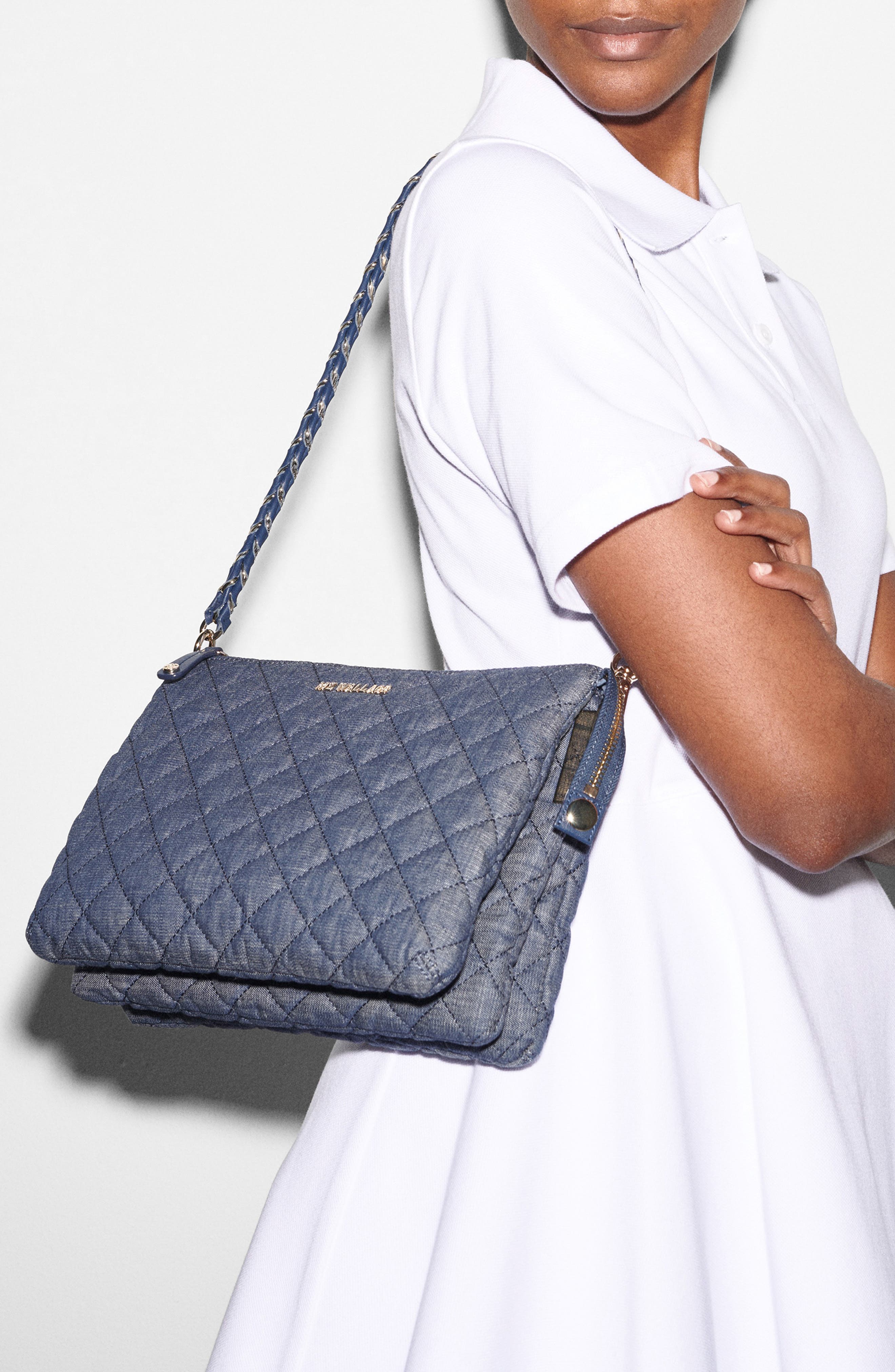 MZ Wallace Large Crosby Pippa Denim Satchel, Alternate, color, 