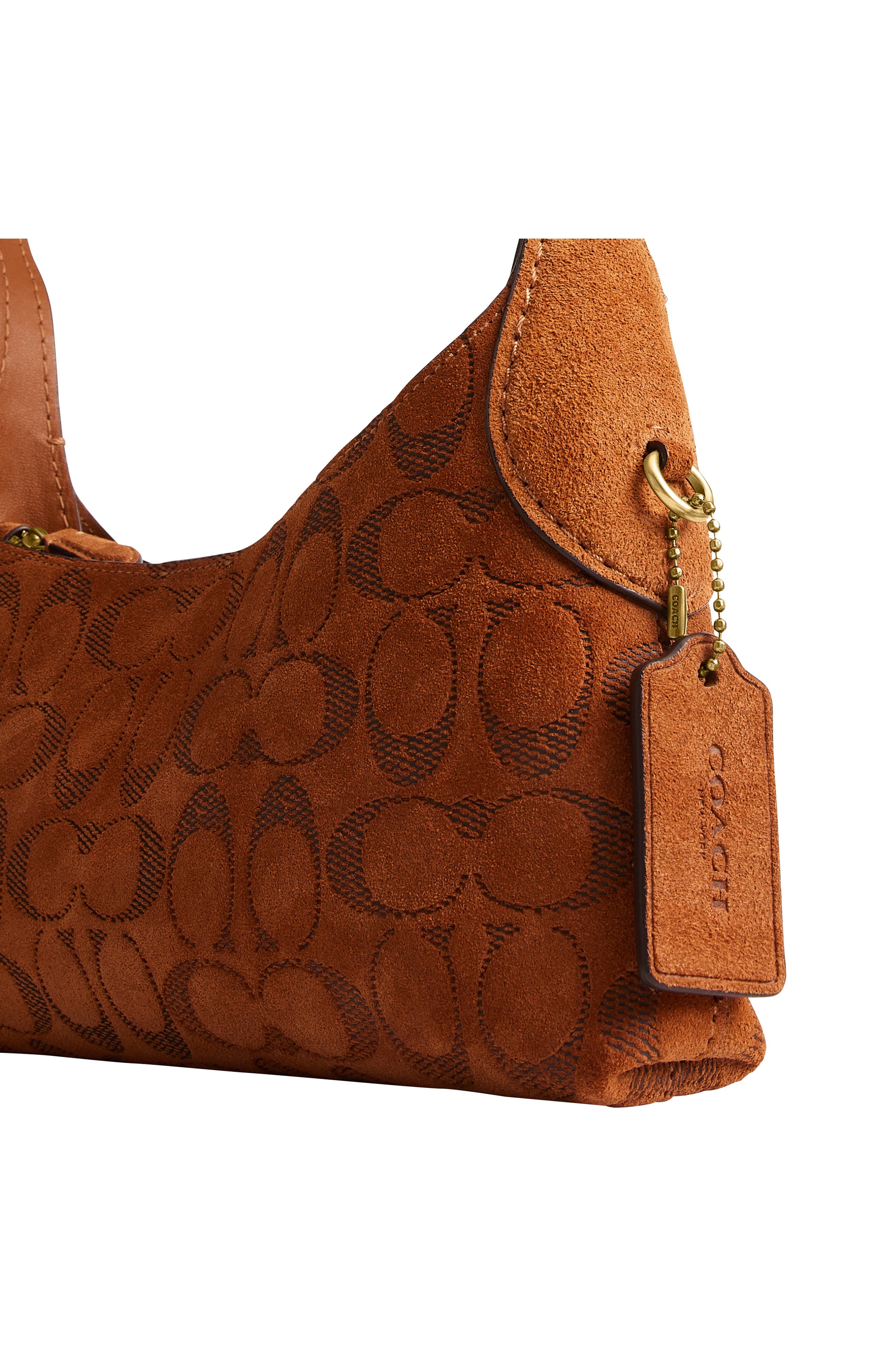 Brooklyn 26 Signature Suede Leather Shoulder Bag, Alternate, color, B4/TOBACCO