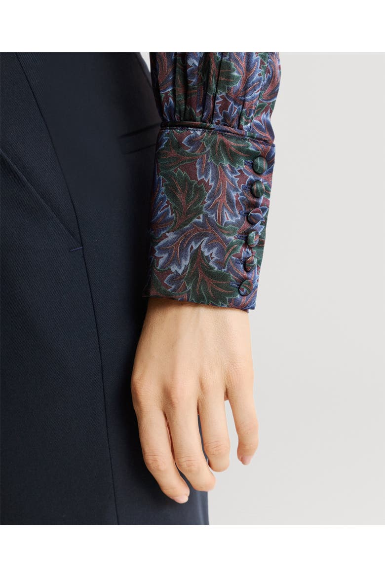 Birch Tie Neck Blouse, Alternate, color, Blue/Burgundy/Green