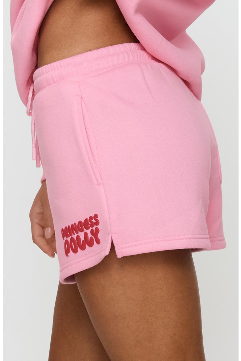 Cotton Blend Drawstring Sweat Shorts, Alternate, color, PINK / RED