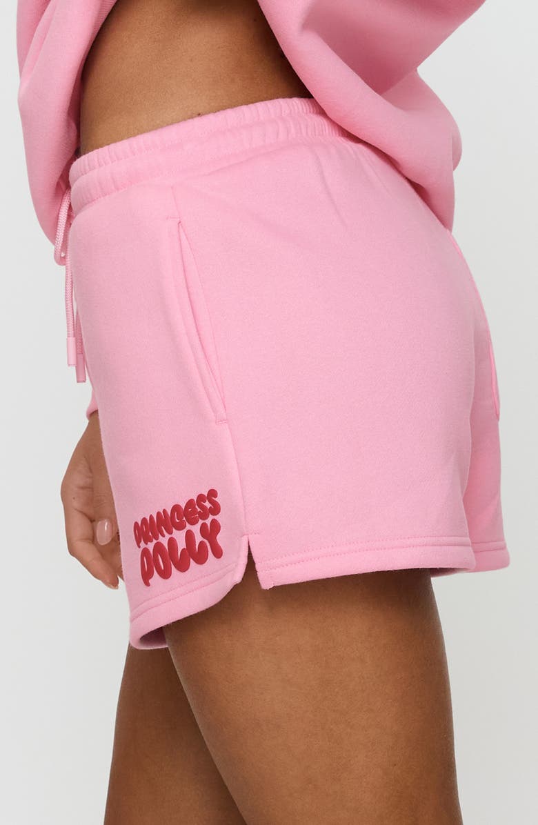 Princess Polly Cotton Blend Drawstring Sweat Shorts, Alternate, color, Pink / Red