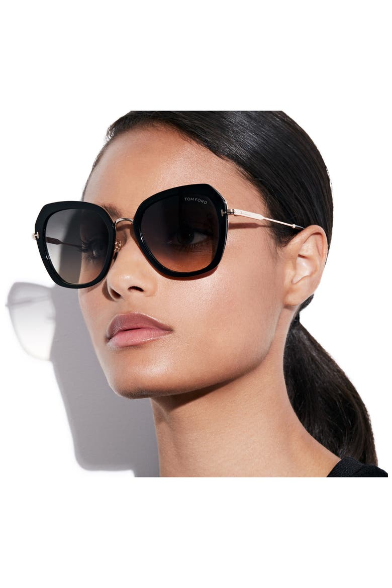 Kenyan 54mm Gradient Round Sunglasses, Alternate, color, BLACK/ GREY