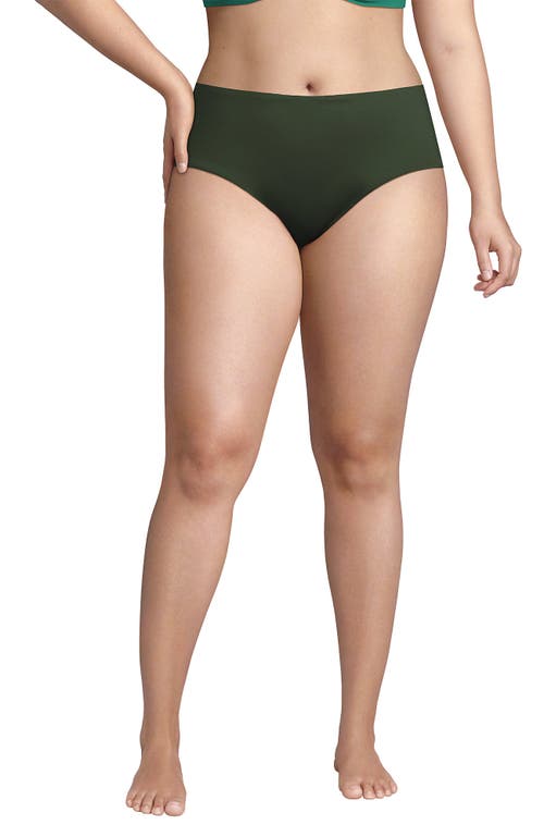 Lands' End Plus Size Mid Rise Classic Bikini Bottoms In Rich Olive Green