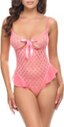 Oh La La Cheri Aurbrielle Ruffle Flocked Mesh Teddy