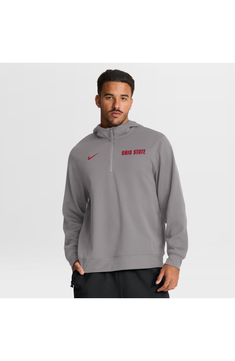 Nike Men's Nike Gray Ohio State Buckeyes 2025 Coaches Premium Dri-FIT Quarter-Zip Hoodie, Main, color, Gray