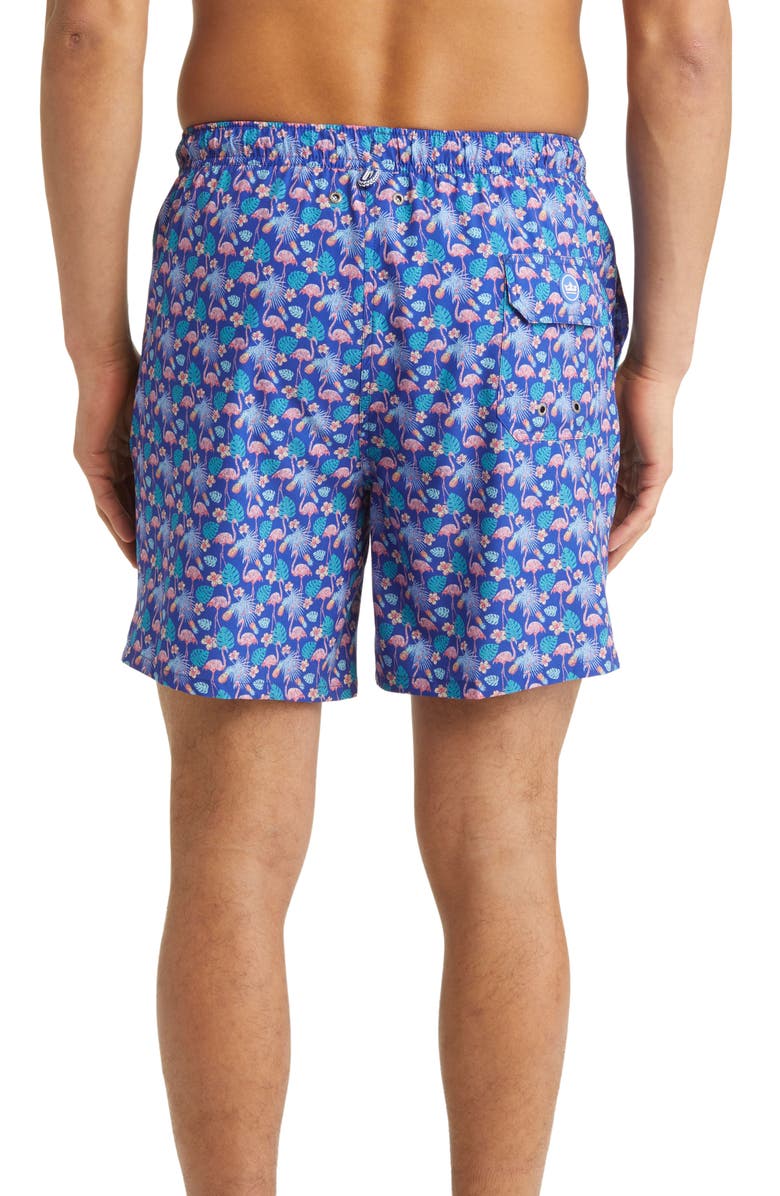 Peter Millar Flamingo Floral Swim Trunks, Alternate, color,