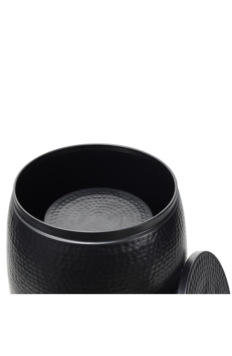 HAPPIMESS Merida Modern Rustic 2-Piece Hammered Metal Drum Storage Side Tables with Lids, Alternate, color, Matte Black