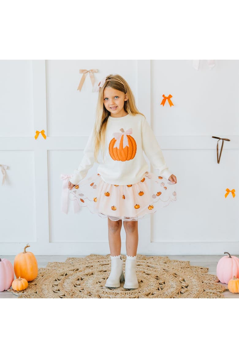Pumpkin Sequin Scallop Tutu Skirt, Alternate, color, Soft Orange