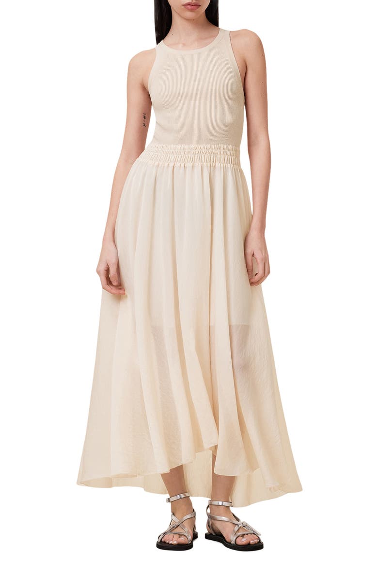 Zenia Sleeveless Asymmetric Hem Dress, Alternate, color, ALMOND WHITE