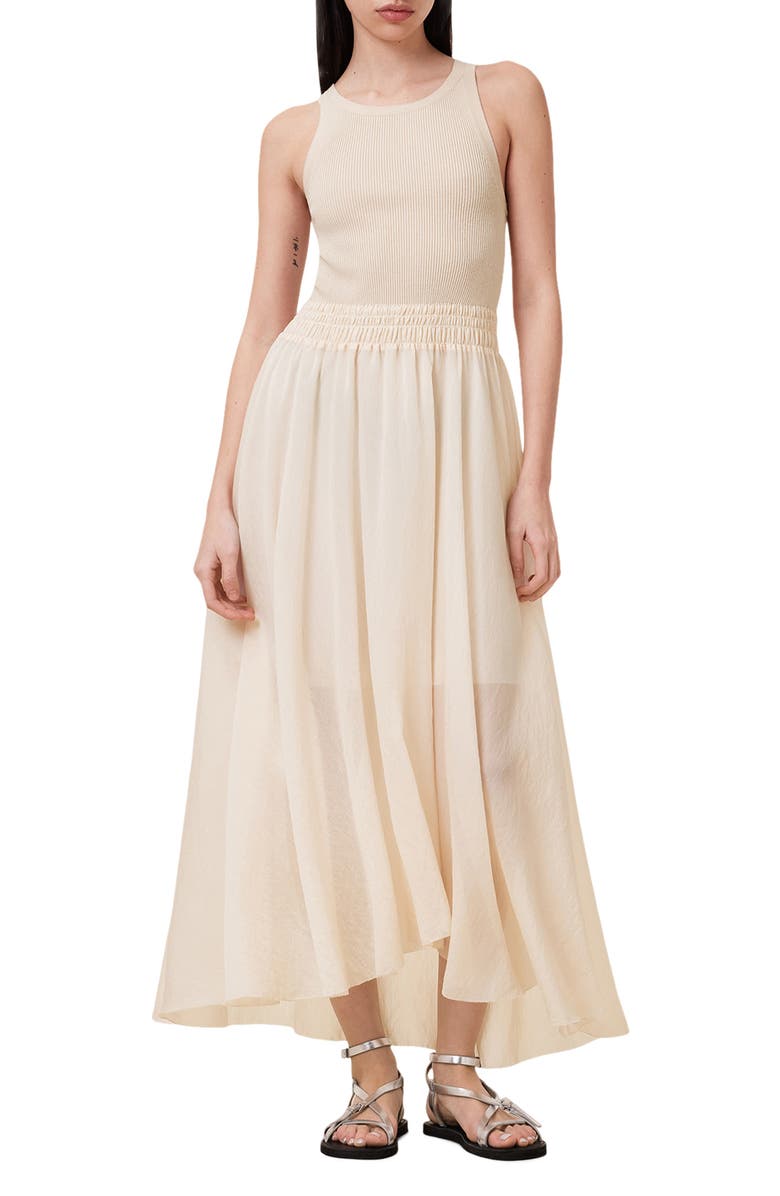 AllSaints Zenia Sleeveless Asymmetric Hem Dress, Alternate, color, Almond White