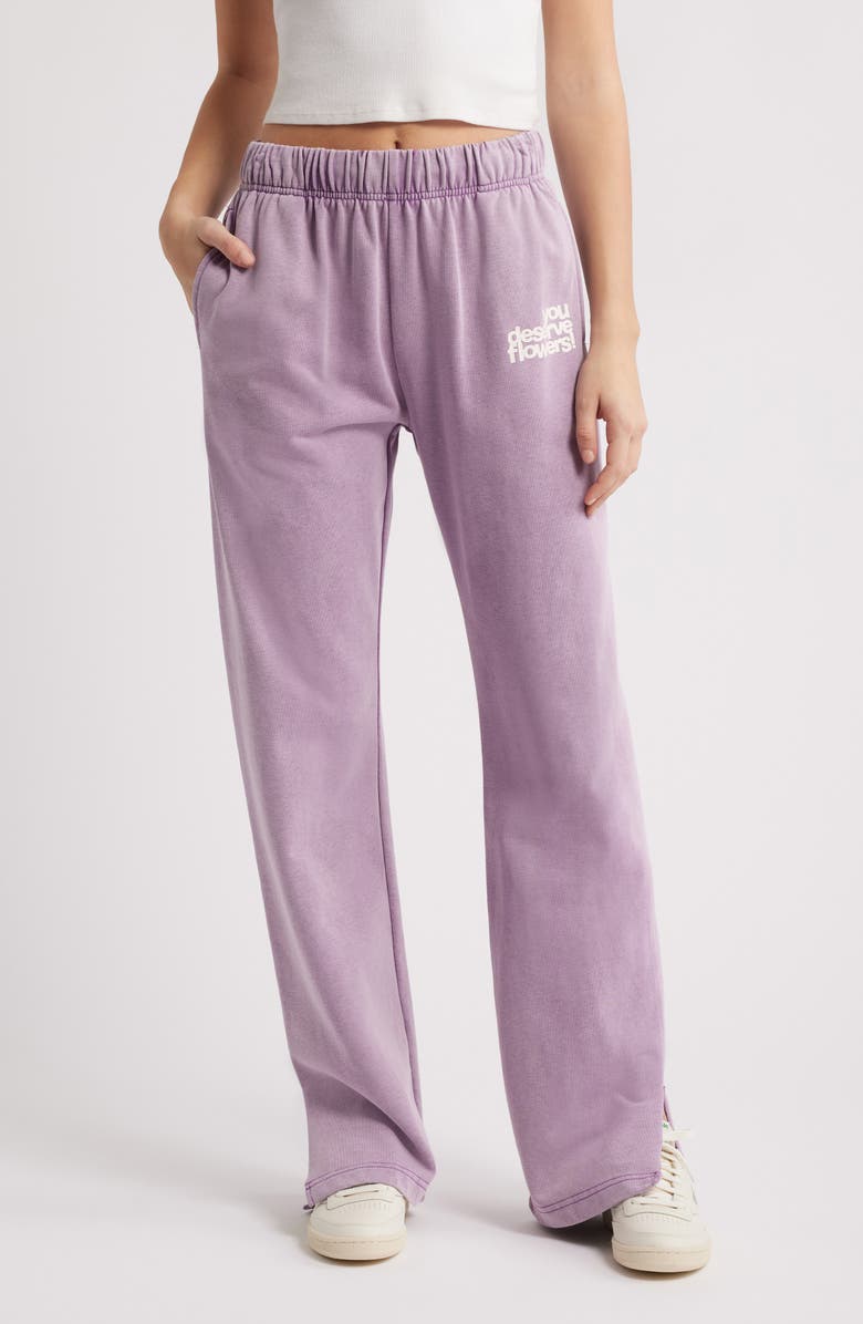 THE MAYFAIR GROUP You Deserve Flowers French Terry Graphic Sweatpants, Main, color, 