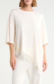 Renee C Lace Hem Assymetric Top