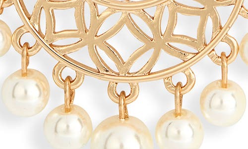 Anne Klein Imitation Pearl Cutout Drop Shaky Earrings In Gold