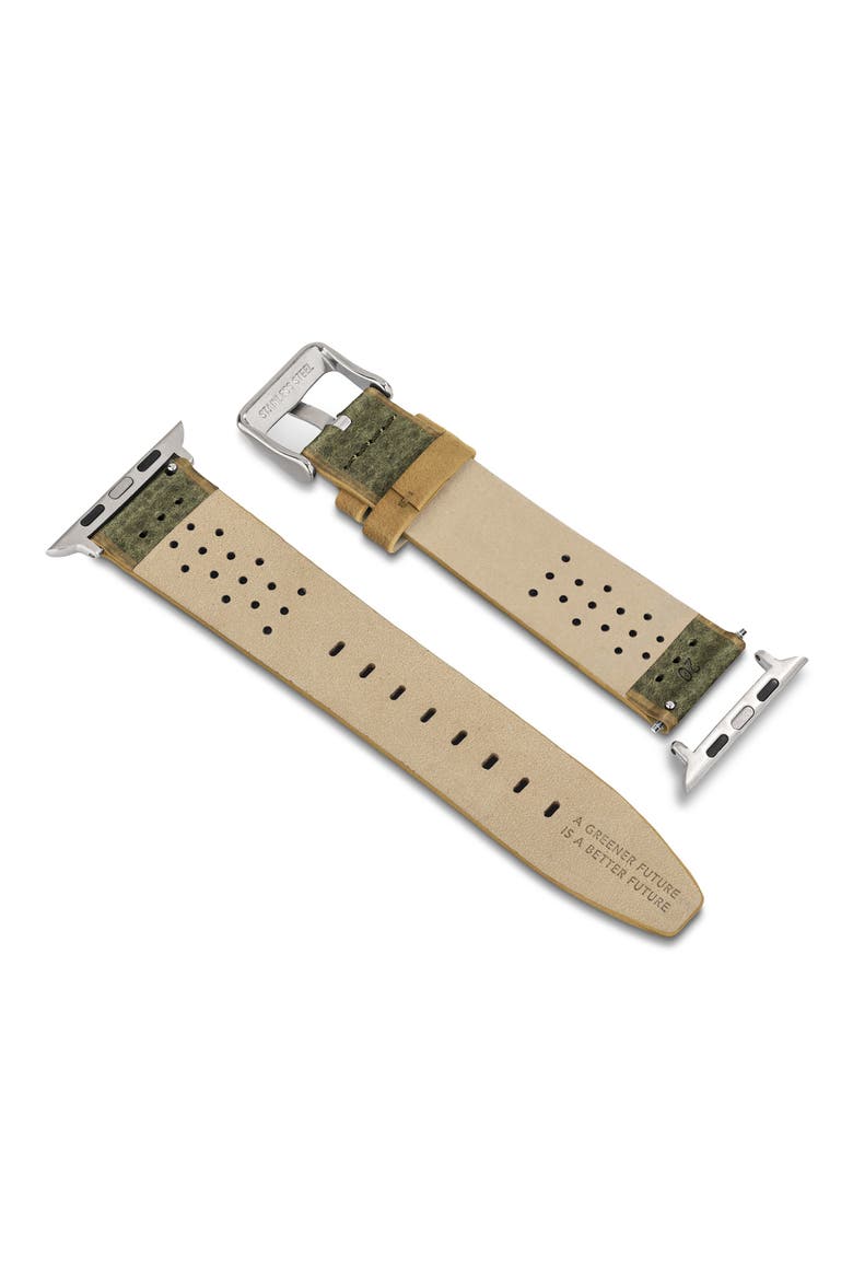 Daintree Water Repellent Leather 20mm Smartwatch Watchband, Alternate, color, EVERGREEN