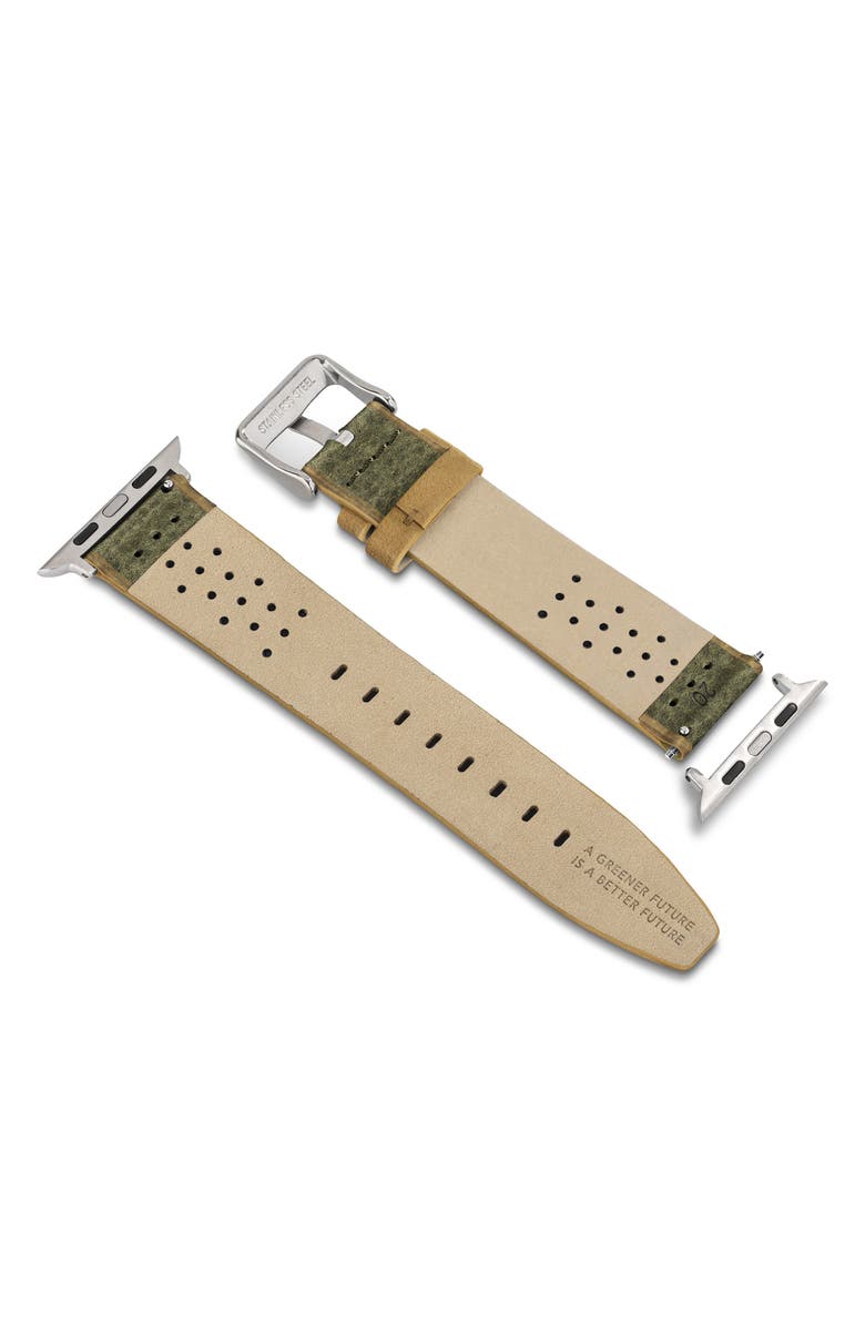 Timberland Daintree Water Repellent Leather 20mm Smartwatch Watchband, Alternate, color, Evergreen