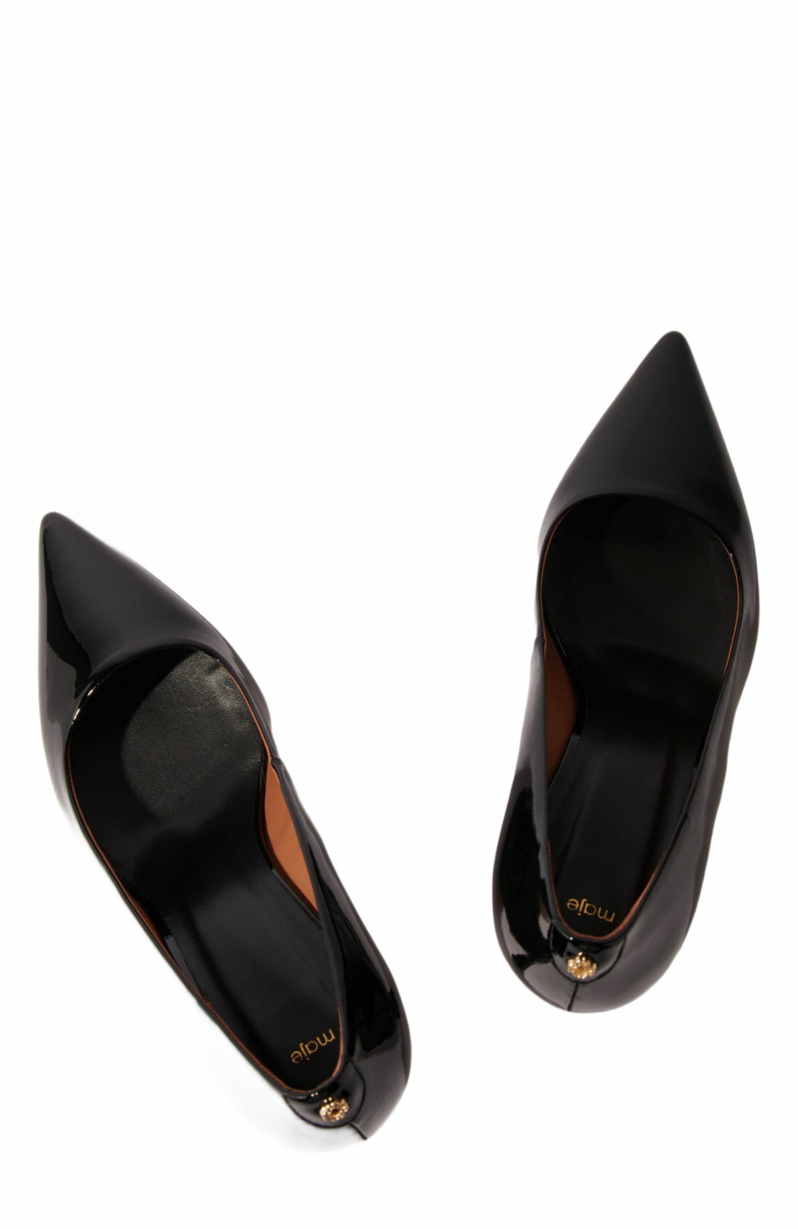 maje Leather pumps with pointed toes, Alternate, color, 