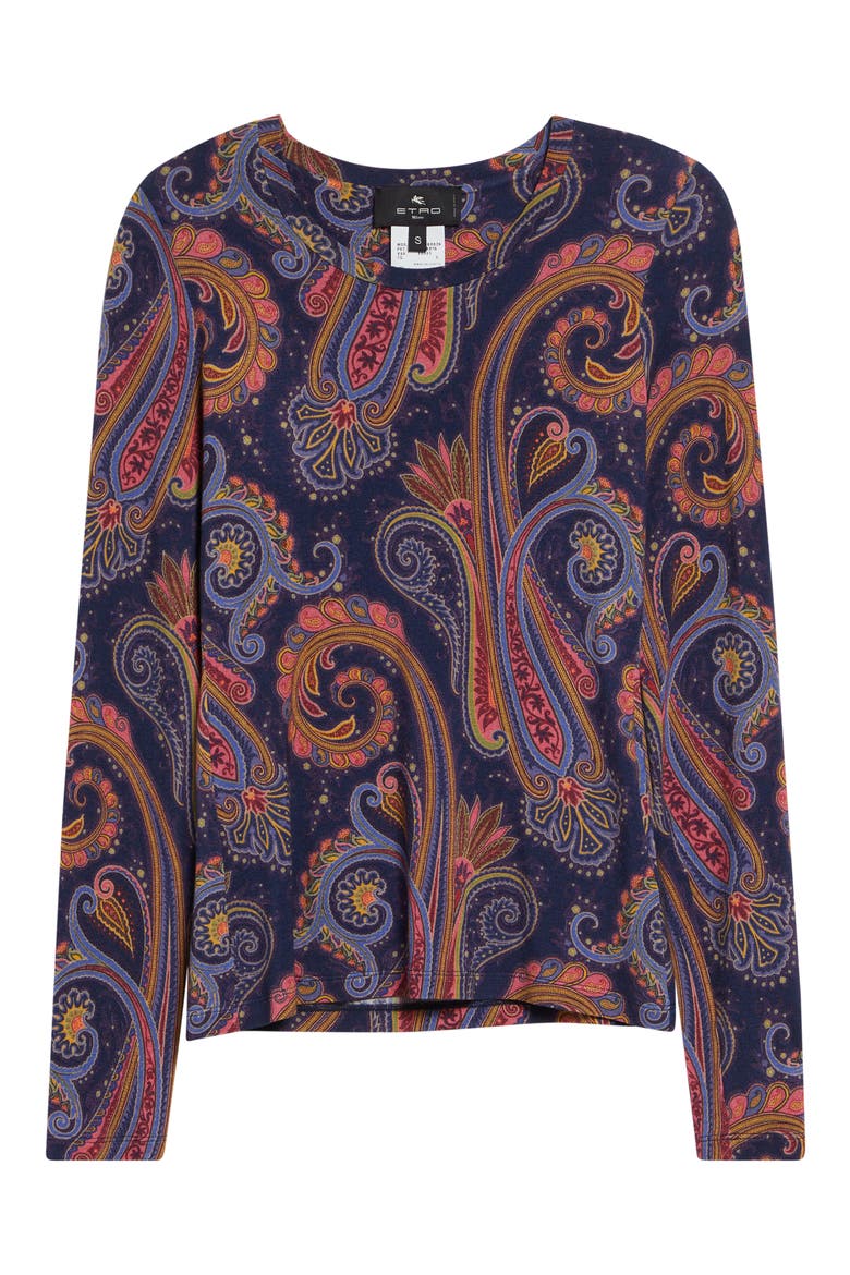 Paisley Long Sleeve Top, Alternate, color, PRINT ON BLUE BASE