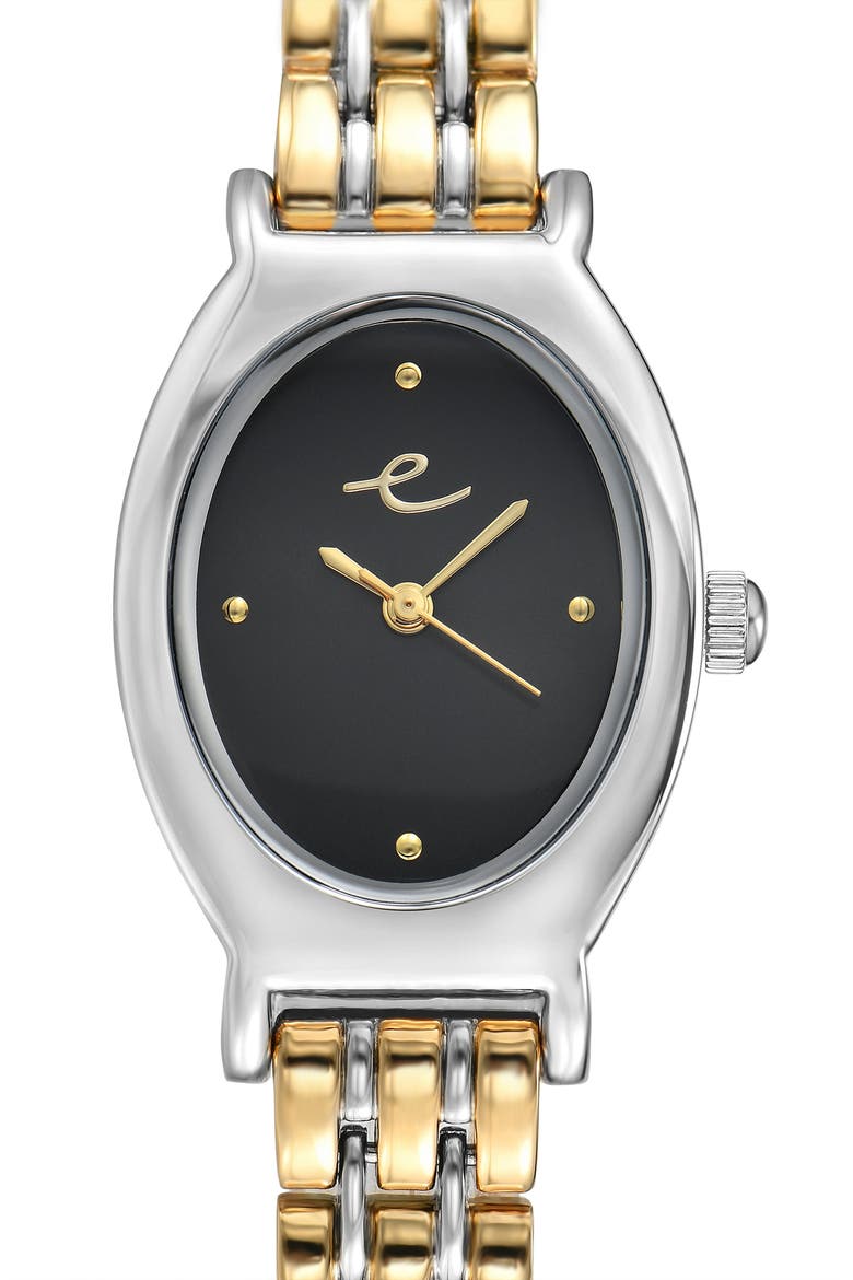 Classic Oval Dial Two-Tone Bracelet Watch, Alternate, color, BLACK AND MIXED METAL