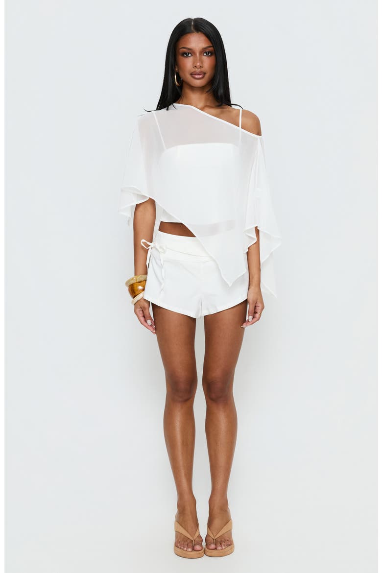 Senzo Asymmetrical Chiffon Poncho Top, Alternate, color, WHITE