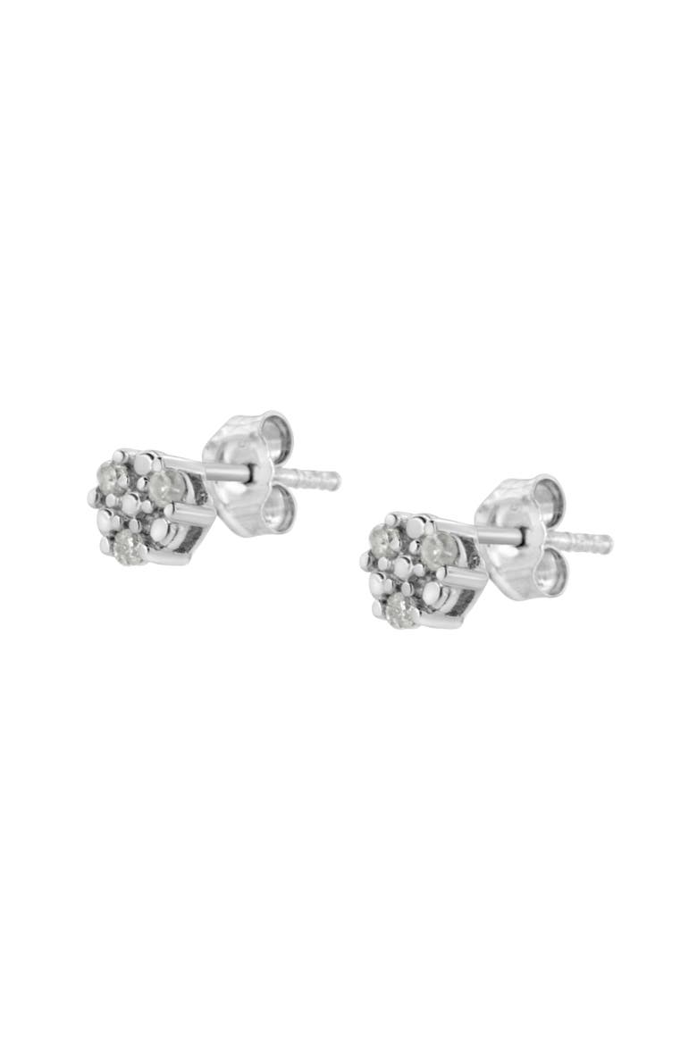 Silver 1/10 Ct Prong RoundTrio Diamond Stud Earrings, Alternate, color, White