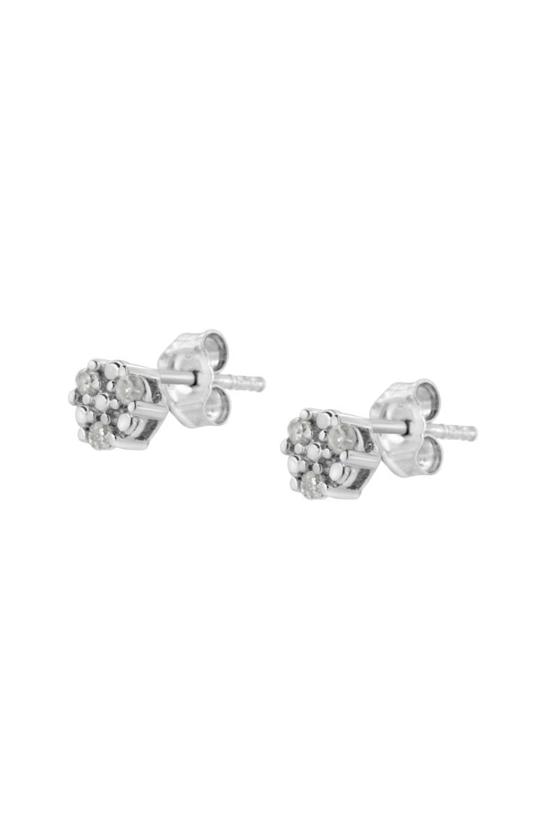 Haus of Brilliance Silver 1/10 Ct Prong RoundTrio Diamond Stud Earrings, Alternate, color, White