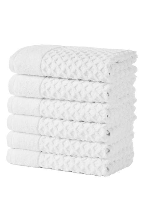 Diamond Waffle Texture 6-Pack Hand Towel Set