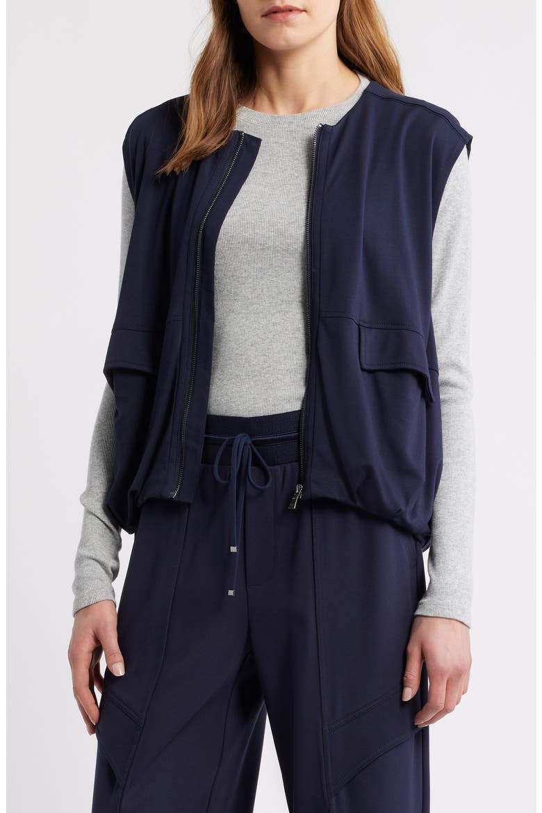 Knit Zip-Up Vest, Main, color, NAVY